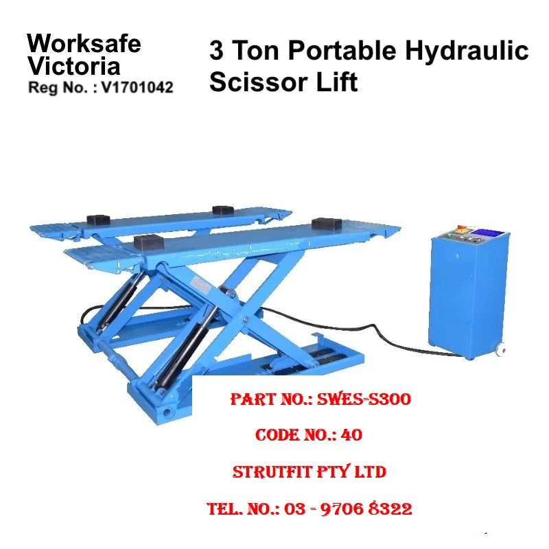 3 Ton Portable Hydraulic Scissor Lift Car Hoist Part No.: SWES-S300 Code 40