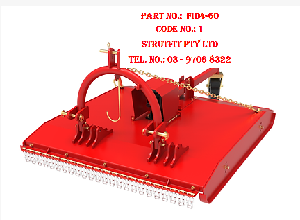 120cm SLASHER H/Duty with  Shear Bolt + PTO Shaft Part No.: FID4-60 Code 1