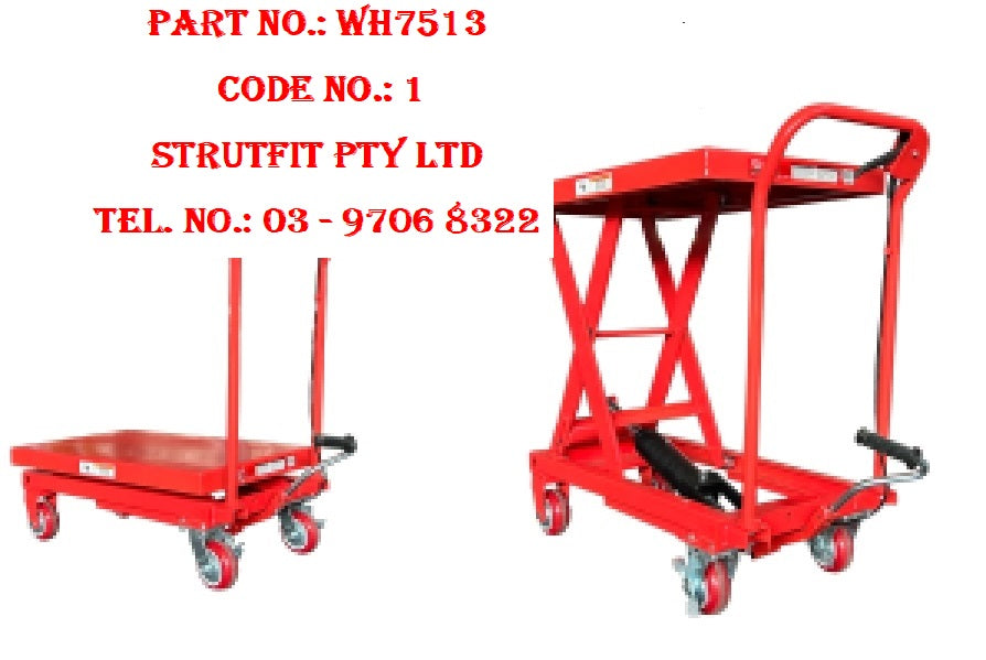 500kg 900mm Lift Hydraulic TABLECART Part No. WH7513 Code No. 1