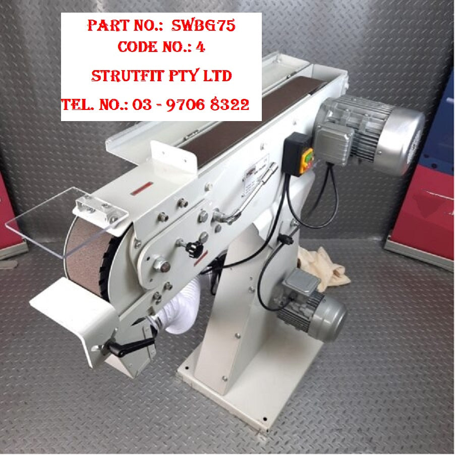 BELT LINISHER GRINDER SANDER with Dust Ext. 3000w 4HP Motor for Metal Timber Part No. SWBG75 Code No. 4