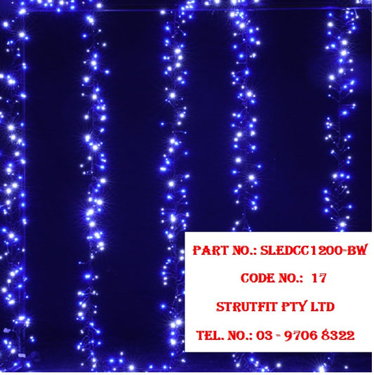 1200 LED Cluster Fairy Light Blue White for Christmas Decoration  Part No.: SLEDCC1200-BW Code 17