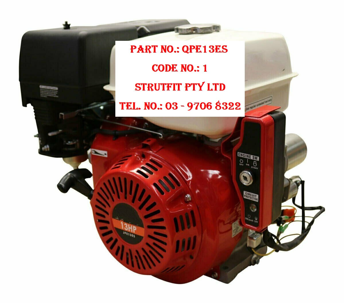 ENGINE – 13HP Electric start, Petrol engine Part No.: QPE13ES Code No. 1