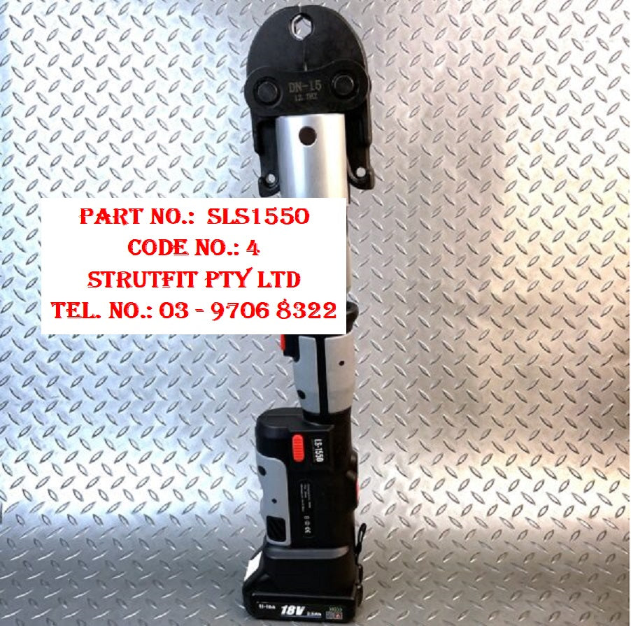 PLUMBING PRESS TOOL Hyd. 18v Li-Ion Batteries Part No. SLS1550 Code 4