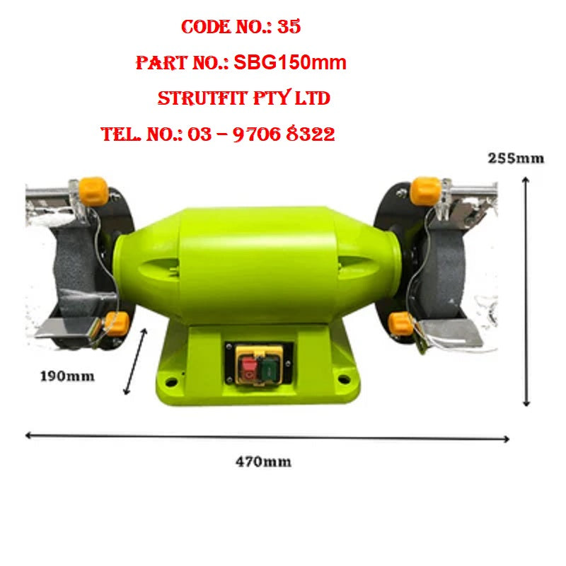 BENCH GRINDER – Industrial 150mm 520W Part No.: SBG150mm Code No.: 35