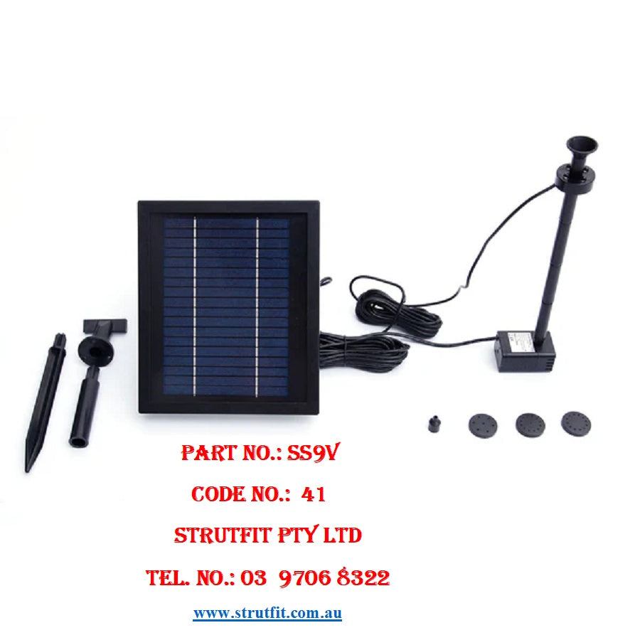 9V 250LPH SOLAR PUMP W BATTERY BACKUP PANEL Part No.: SS9V Code 41