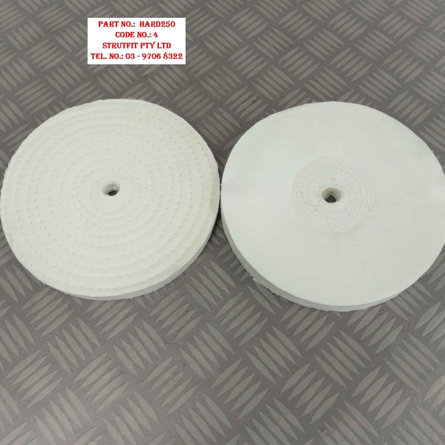 POLISHING CLOTH METEX 250mm Wheels White Cotton 2 Pack Part : HARD250 Code 4