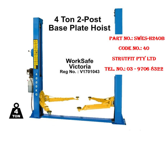 2-Post 4 ton Base Plate Car Hoist Part No.: SWES-H240B Code 40