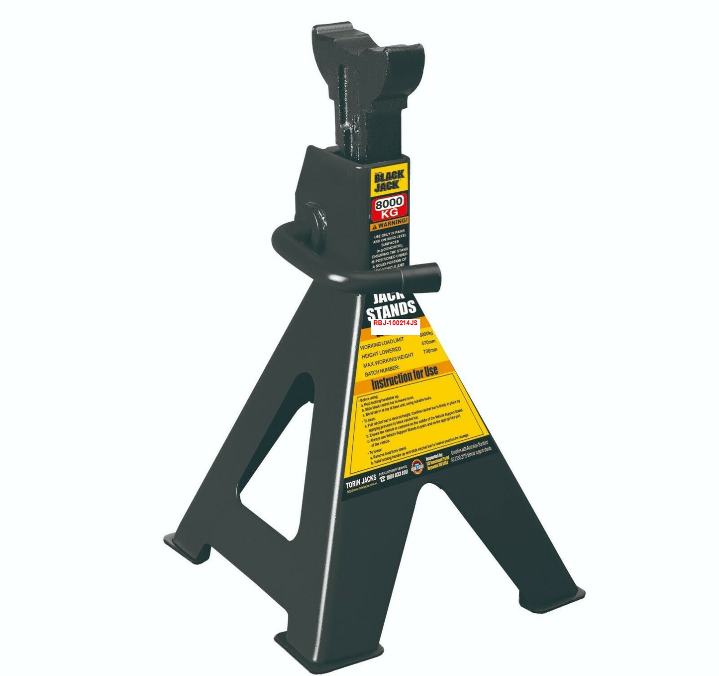 JACK STANDS 8000kgs Black Jack Part No.: RBJ-100214JS a pair Code No. 10