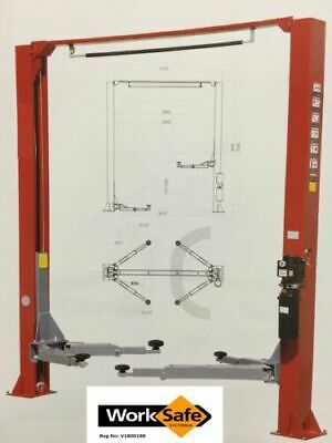 CAR HOIST 2 Post Clear Floor 4500kg 240v or 415v Part No.: RCH45 Code No. 10