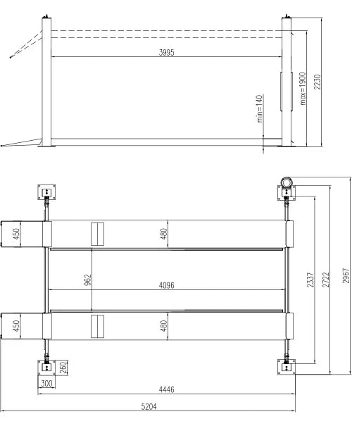 CAR HOIST 3 TON 4 POST NARROW Part No.: 4POST3TNARROW Code No.: 3