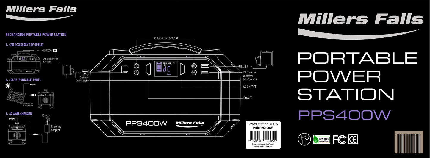 POWER STATIONS Portable 400W Part No.: PPS400W Code No. 1