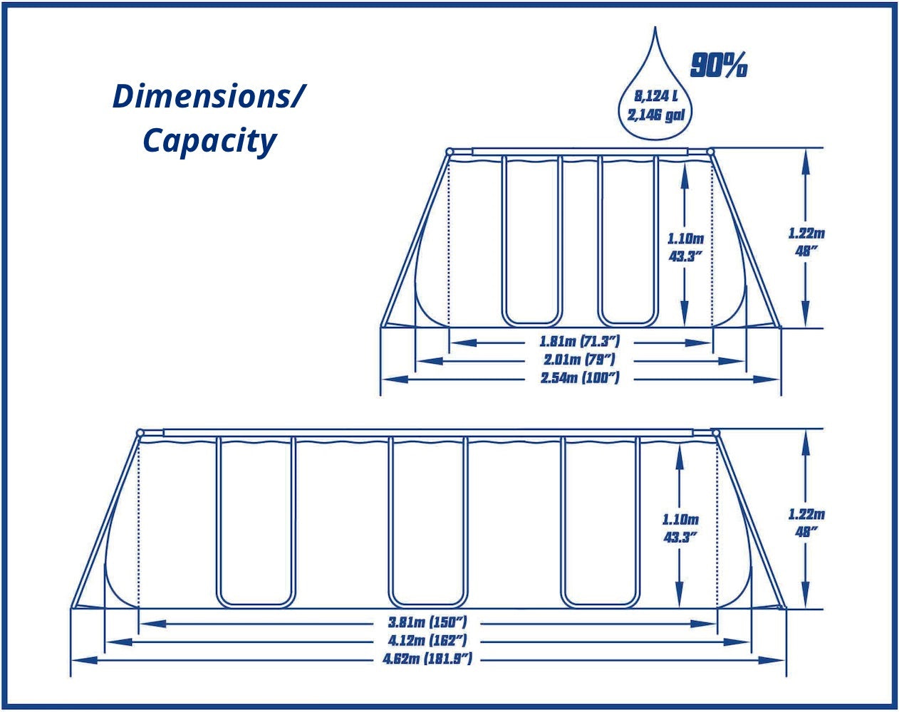 SWIMMING POOL – Rectangular steel frame 4.2m   Part No.: S56458 Code No.: 17