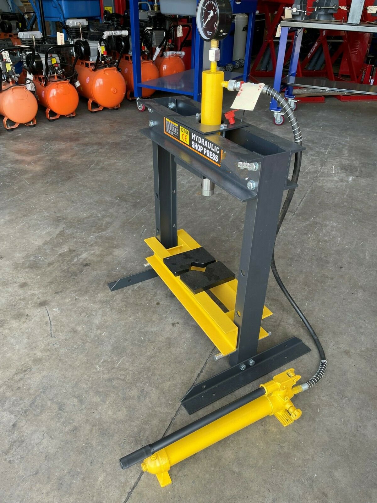 BENCH PRESS, Shop Press 12 ton, hyd. ram with gauge Part No.: RSP12YG CODE 10