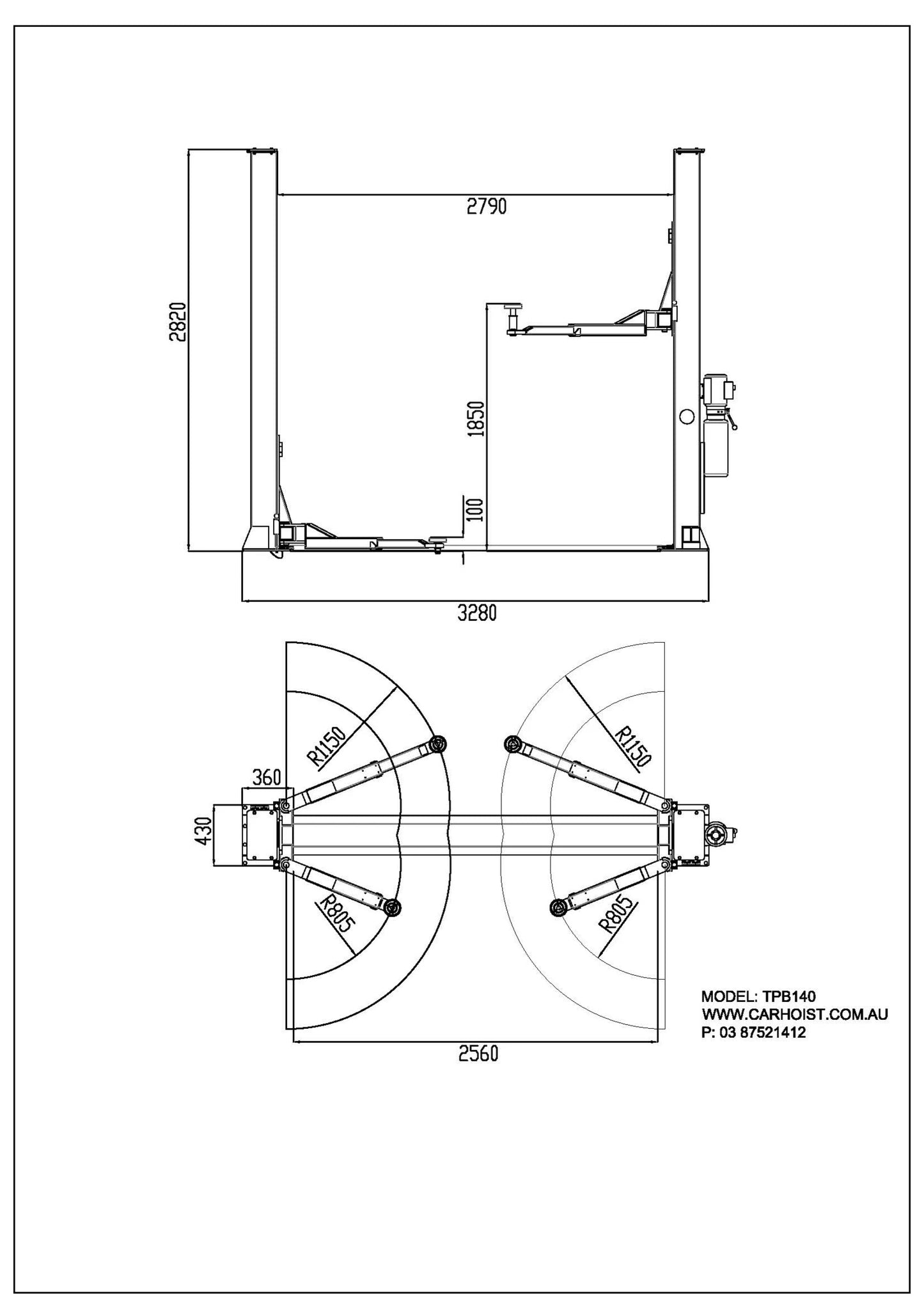 CAR HOIST BASEPLATE 2 POST Part No: STPB140 Code No. 13