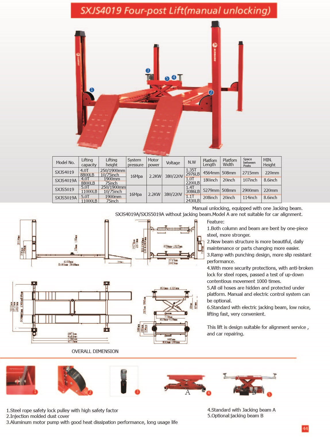 HOIST – 4 Post Hoist 4000 kgs Part No.: RCH4P Code No, 10