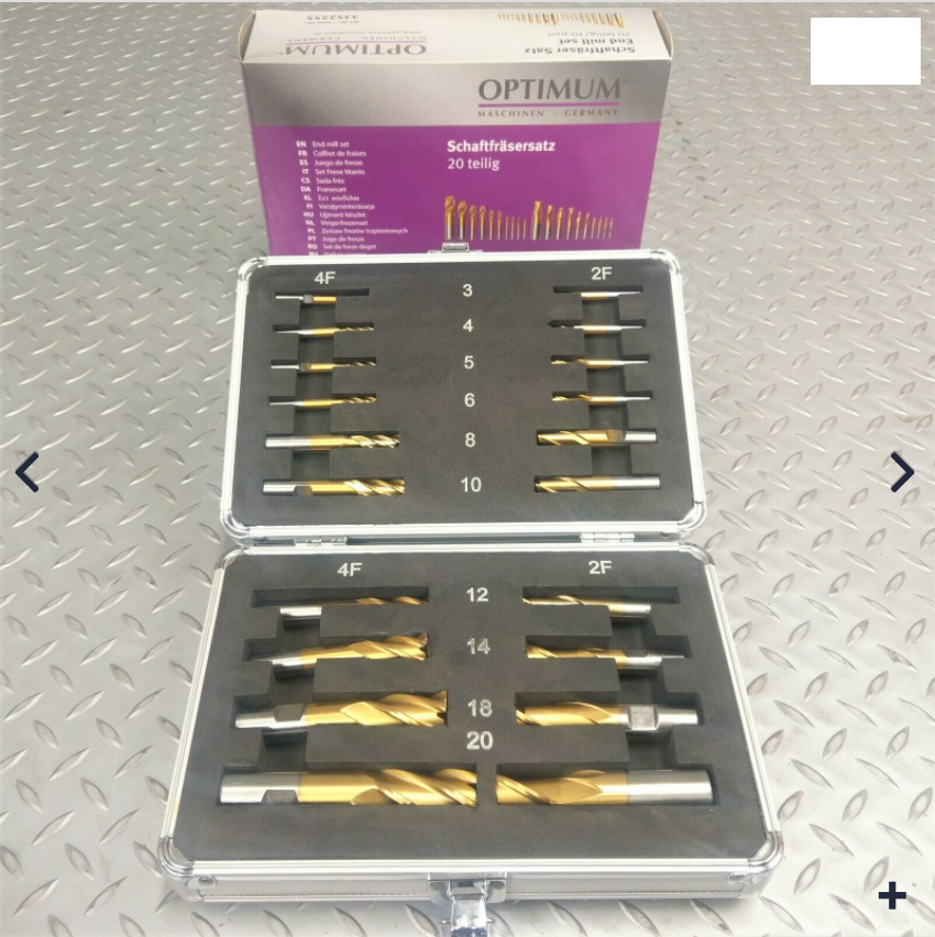 MILLING CUTTERS End Mill Slot Drill Set OPTIMUM 20pc Metric Part No.: CSMET20 Code 4