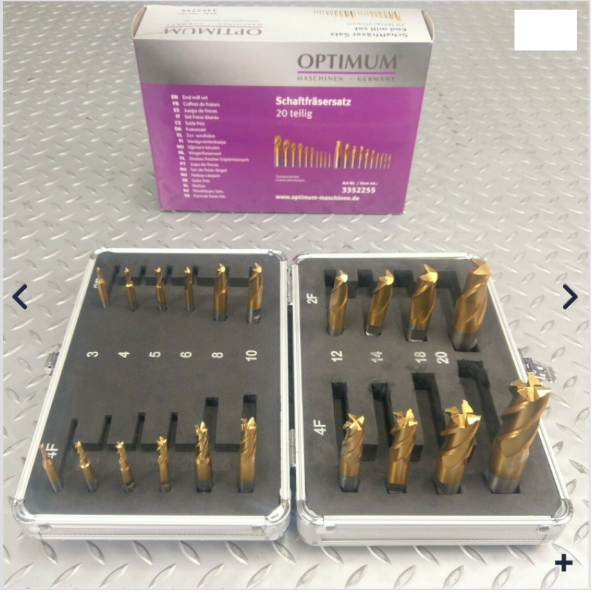 MILLING CUTTERS End Mill Slot Drill Set OPTIMUM 20pc Metric Part No.: CSMET20 Code 4