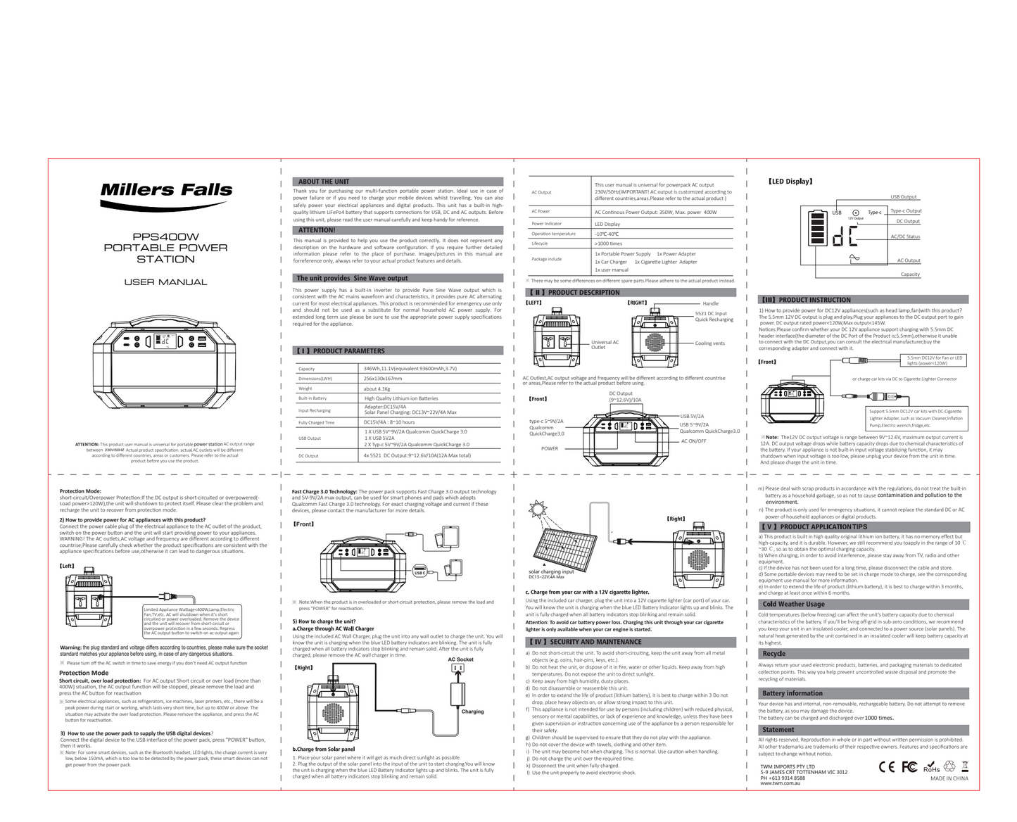 POWER STATIONS Portable 400W Part No.: PPS400W Code No. 1